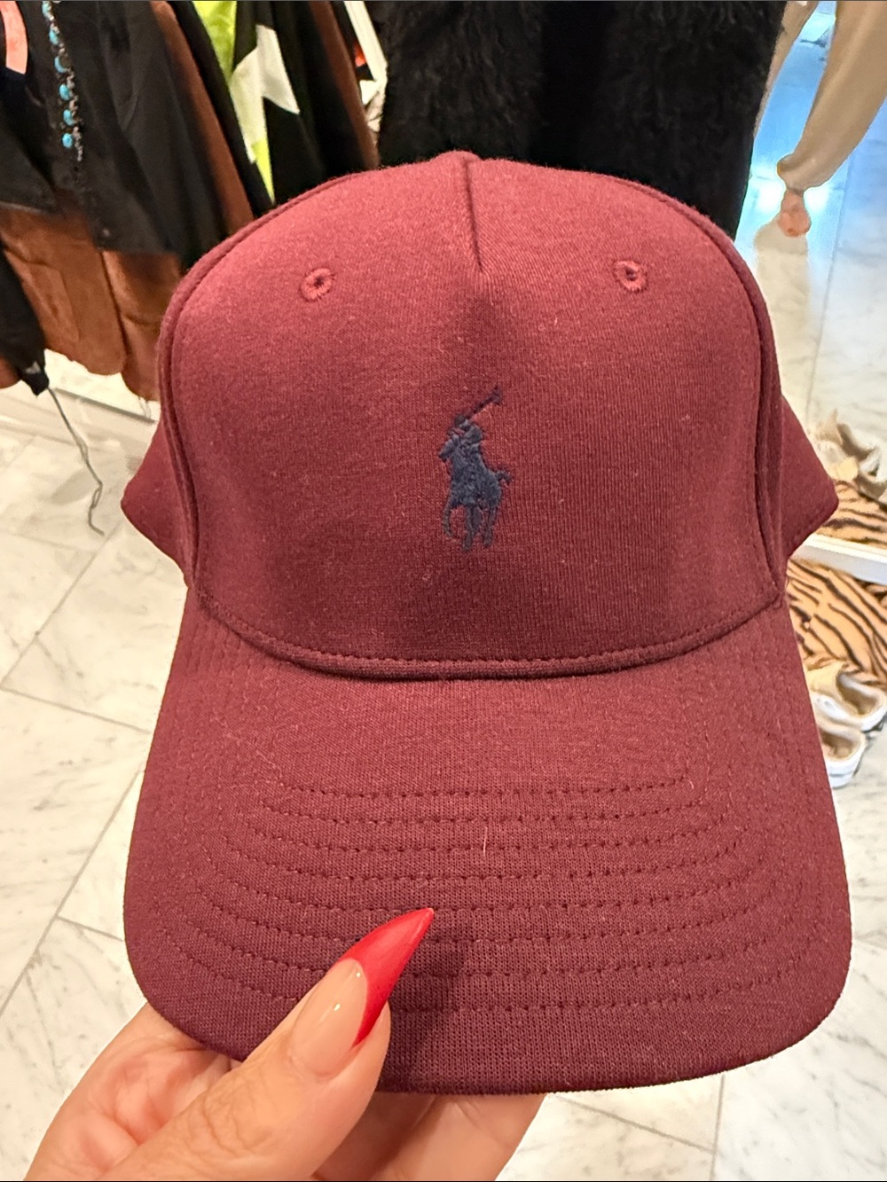 Polo by Ralph Lauren Burgundy Cap with Navy Pony